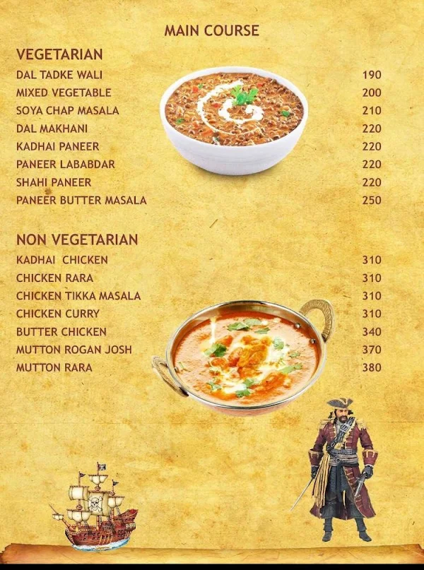 Pirates of South Campus menu 