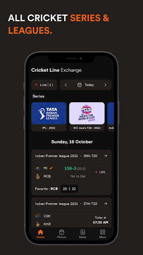 Screenshot Cricket line Exchange LiveLine