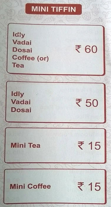 Suguna S Hotel Sree Bhavan menu 