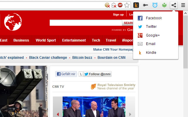 Share with Facebook, Twitter, Google+, Email chrome extension