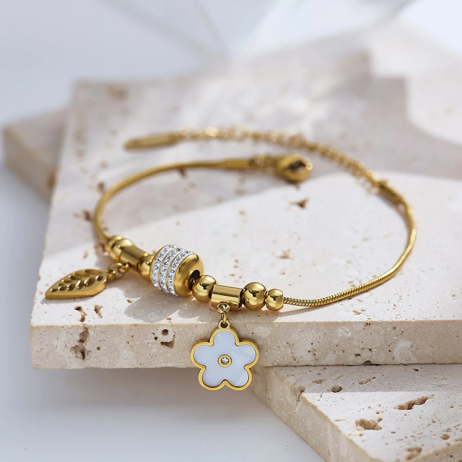 Bracelet en acier inoxydable, herbe Parthenocissus, placage sous vide, acier au titane, accessoire élégant et résistant pour toutes les occasions.