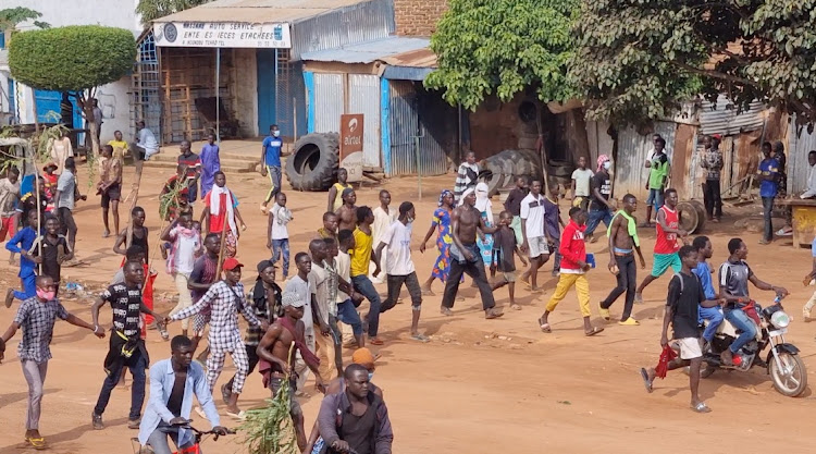 People walk as they protest in Moundou, Chad, October 20 2022. Picture: HYACINTHE NDOLENODJI/SOCIAL MEDIA/REUTERS