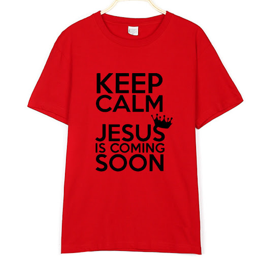 Title 5, New Cotton KEEP CALM JESUS Letter Printing Men...