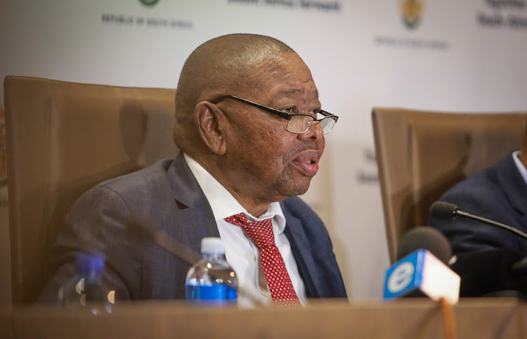 Higher education, science and technology minister Blade Nzimande at a media briefing on Thursday, January 16 2020.