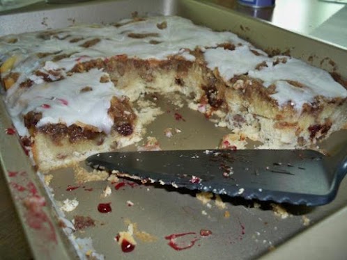 Cherry Pecan Cinnamon Roll Cake-Annette's