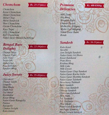 Mishti Affair menu 