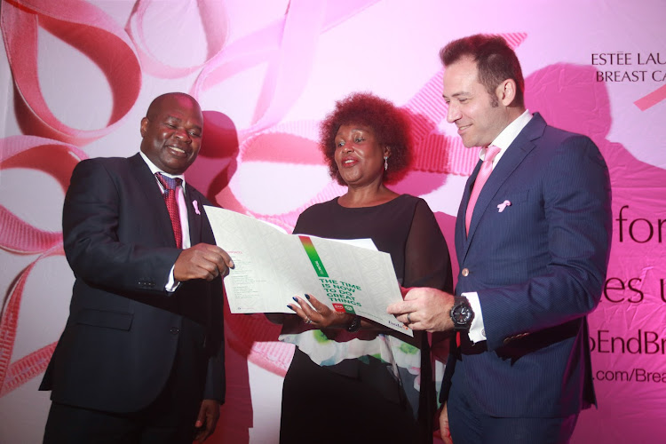 UAP Old Mutual Group MD Life Business Jerim Otieno, Lintons Beauty founder Joyce Gikunda and Estee Lauder country manager sub-Saharan Africa Mario Lazzaroni.