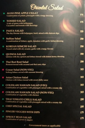 Zouk menu 