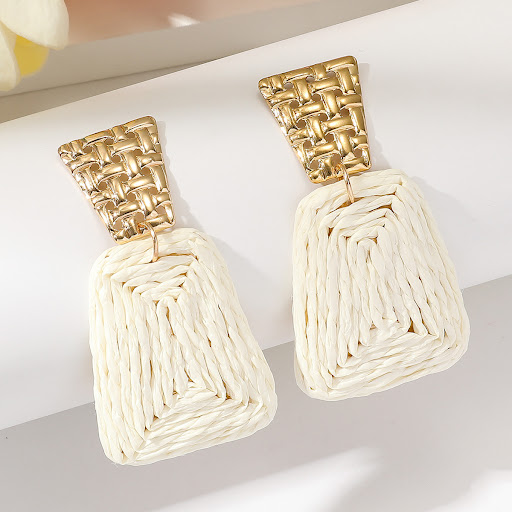 Title 3, Womens Raffia Earrings Trapezoidal Alloy Fashi...