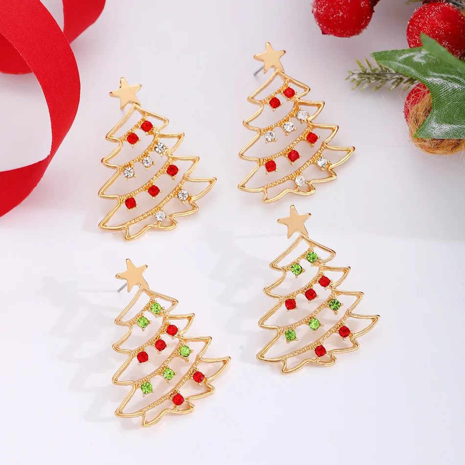 Kadınlar için Renkli Zirkon Noel Ağacı Küpeler, Kişilik Küpeler, Parti Takıları, Noel Ağacı Küpeler, Zarif Tasarım.