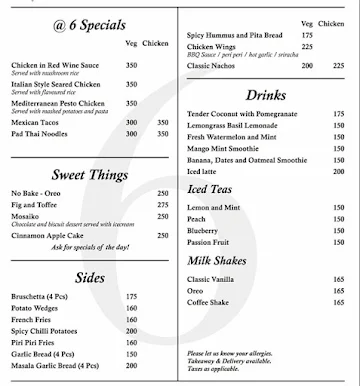 Cafe@6 menu 