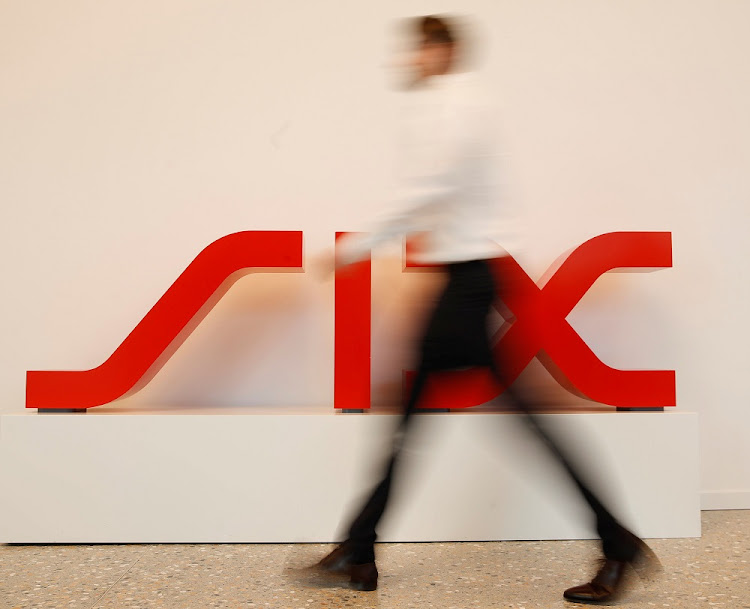 The logo Swiss stock exchange operator SIX Group at the entrance in Zurich, Switzerland. Picture: REUTERS/ARND WIEGMANN