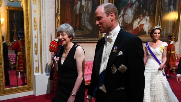 Theresa May was among the guests at the banquet