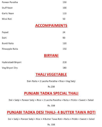 Punjabi Dhaba Estd 1986 menu 
