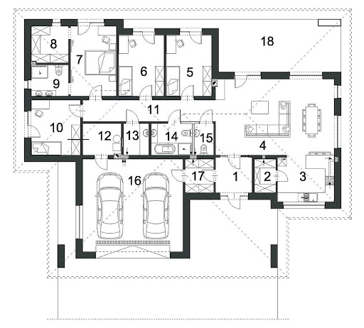 Widoczny D54 - Rzut parteru