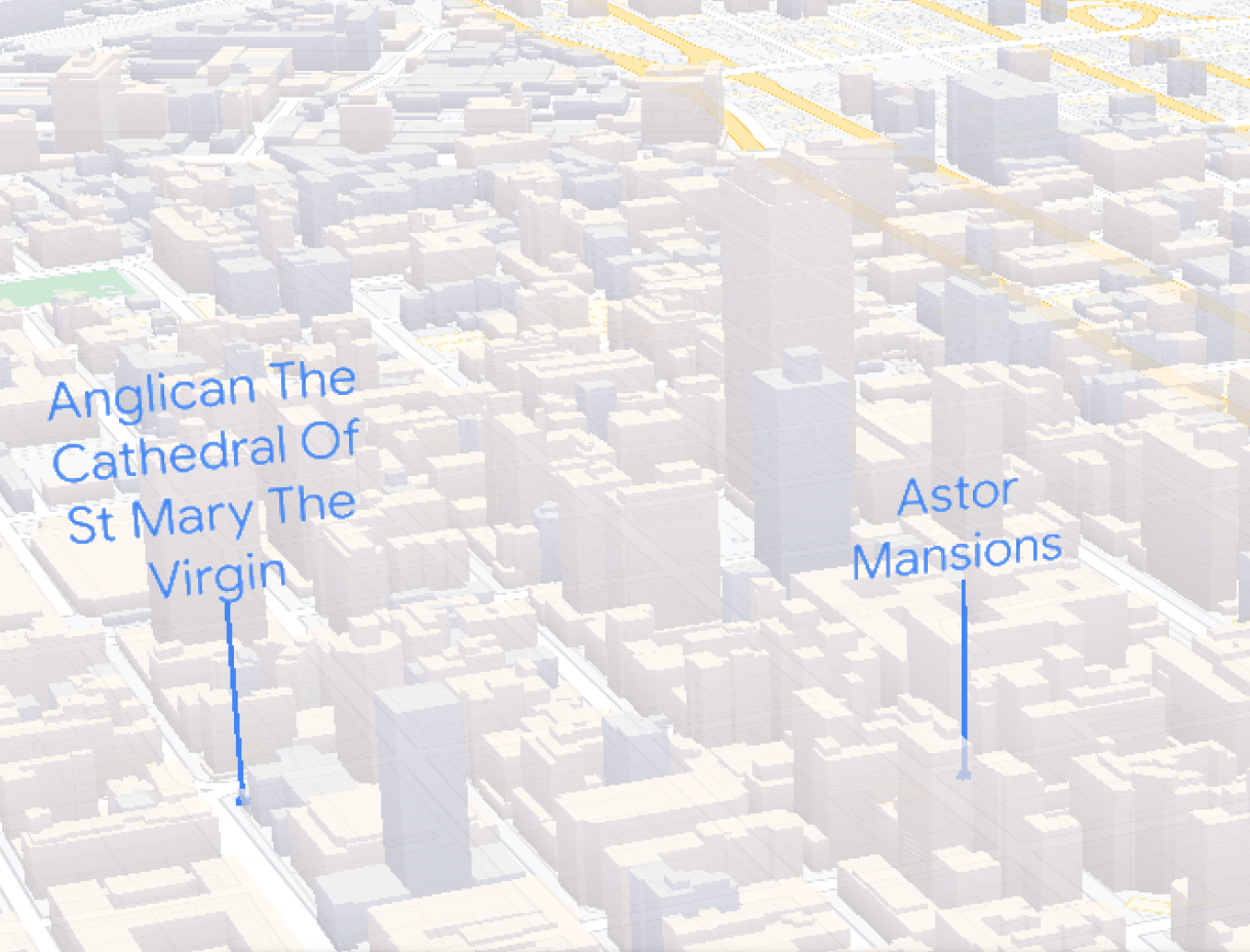 Animação de um mapa 3D da cidade de Nova Iorque