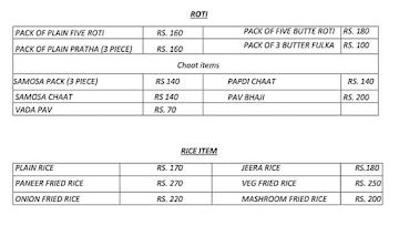 Rj 14 Kitchen menu 