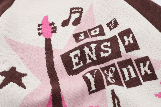 Title 7, Loose Color Matching Jacquard Round Neck Knitte...