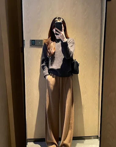 Pantalones anchos de lana adelgazan - 0