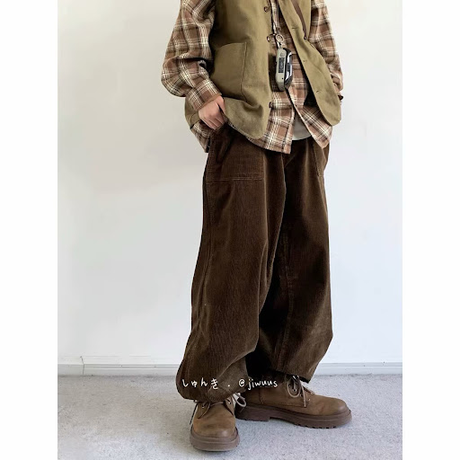 Title 8, Retro Corduroy Casual Wide Leg Neutral Loose Co...