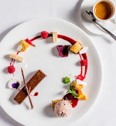 Served with coffee gel, mocha ice cream and honeycomb, Chef Van der Riet's espresso panna cotta is a thing of beauty.