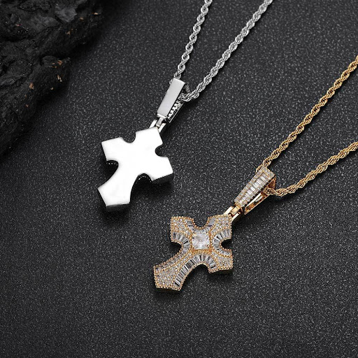 Title 4, European Hip Hop Cross Pendant Zircon Necklace....
