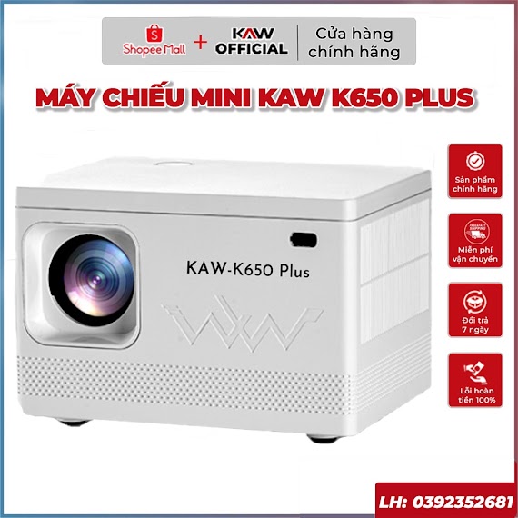 Máy Chiếu Mini Kaw K950/K650 Plus Siêu Nét Độ Phân Giải Full - Màu Trắng