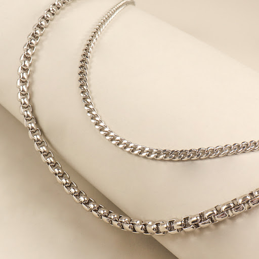 Title 8, Metallic Silver Two-layer Simple Personality Pa...