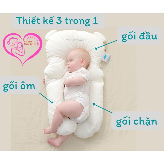 Gối Chữ U Cho Bé Goixinh_Ngocquyen Vừa Làm Gối Chống Bẹp Đầu Gối Ôm Gối Chặn Bé Ngủ Ngon Chống Giật Mình Size 50X75Cm