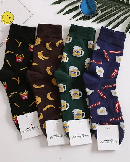 Harajuku happy socks men funny Cartoon fruit avocado bana... - 3