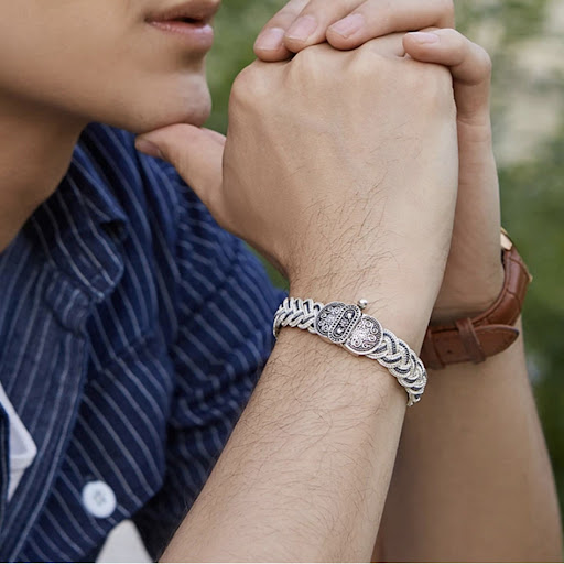 Title 2, Sterling Silver Vintage Weave Bracelet, a timel...