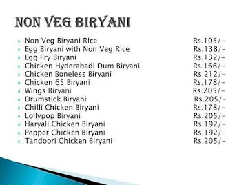 Biryani Club menu 