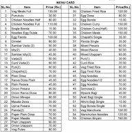 Sri Nidhi Food menu 1