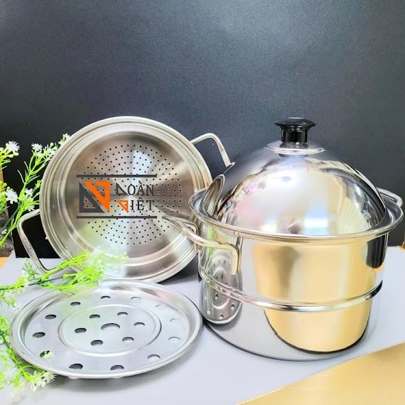 Bộ Xửng Hấp 2 Tầng Inox 20Cm - Siêu Tiện Ích Với Vỉ Rời Chia 2 Tầng Dùng Làm Nồi Hấp Vừa Nồi Nấu Ăn. Kích Thước Nhỏ Gọn Hấp Bánh, Chưng Cất Phù Hợp Gia Đình