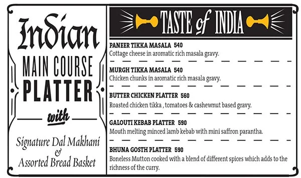 The Chatter House menu 