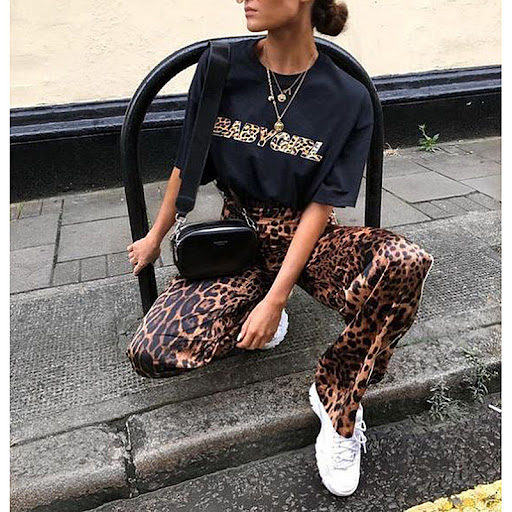 Title 2, Leopard Print Loose Wide-Leg Pants, Comfortable...