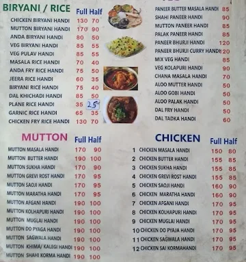 Hotel Baba Taj HBT menu 