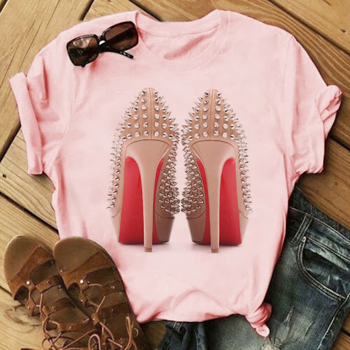 Title 7, Womens high heels printed T-shirt