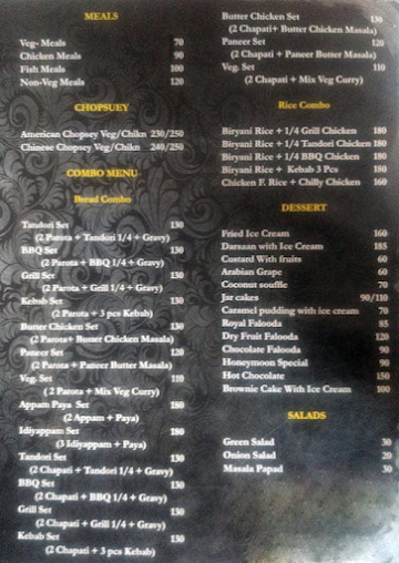 CB Cafe menu 
