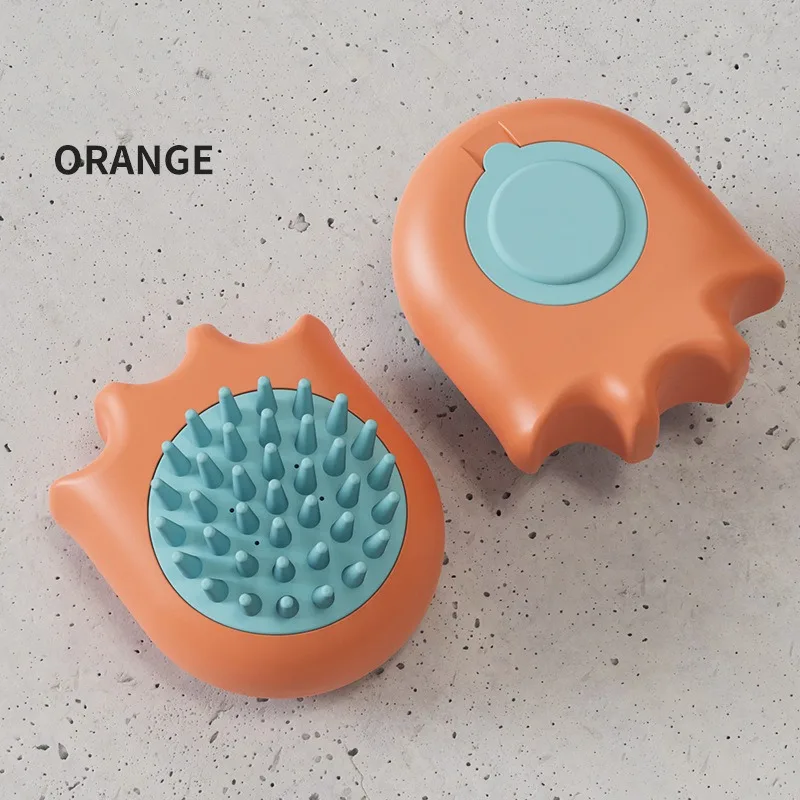 Cepillo de baño para mascotas con masaje y dispensador de champú, cepillo para perros y gatos, suministros de limpieza para mascotas.