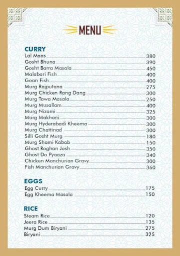 Dawat -E- Dastarkhawan menu 