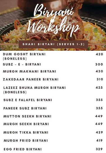 Biryani Workshop menu 