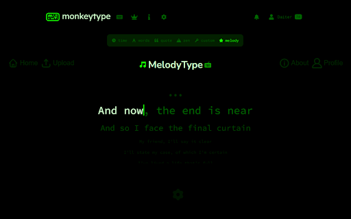 MonkeyType X MelodyType screenshot 2