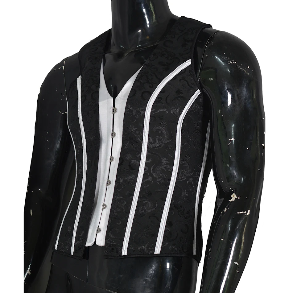 Gilet Classique Noir Jacquard de Luxe pour Homme – Amincissant et Sculptant, Effet Ventre Plat, Confort et Style