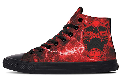 Title 2, Printed Couple High Top Canvas Shoes. Custom de...