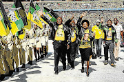 JOSTLING FOR POWER: ANC deputy president Cyril Ramaphosa, left, with secretary-general Gwede Mantashe, chairman Baleka Mbete and treasurer-general Zweli Mkhize, who are all candidates to succeed him