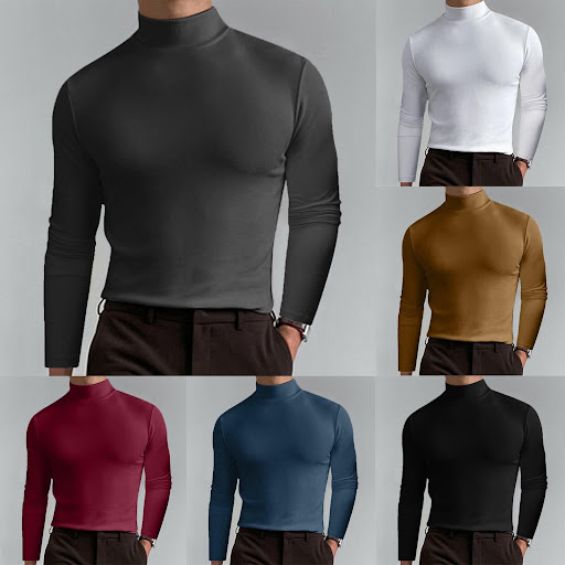 Title 2, Mens Autumn and Winter High Neck Long Sleeve T...