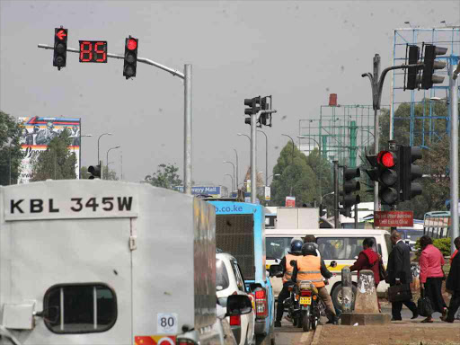 Vehicles along Uhuru highway are controlled by newly installed integrated traffic lights.