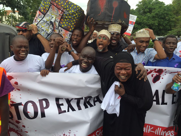 Human activists protesting extrajudicial killings by police./FILE