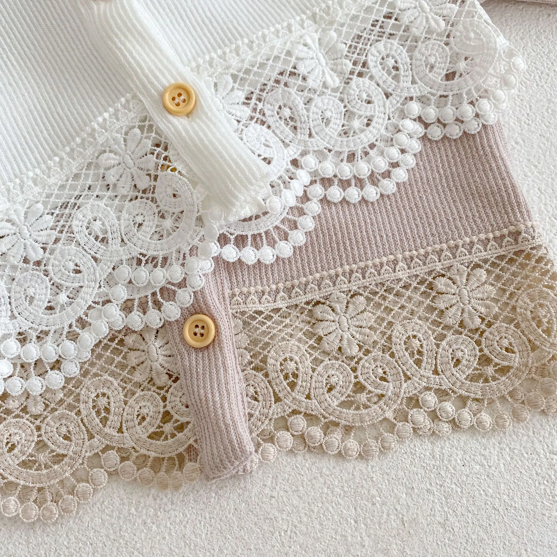 Title 7, Herbst Baby Rundhals Spitze Langarm Jacke Stric...